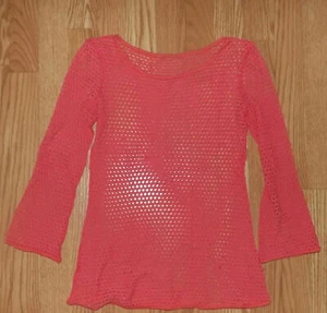 LANGÄRMLIGE STRANDIGE STRETCHIGE DURCHSICHTIGE BLUSE OHNE MARKE COVERUP GRÖSSE MEDIUM - Bild 1 von 5