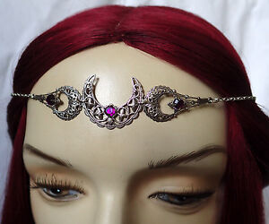 Moon Goddess Priestess Silver Crown Circlet Headpiece Headdress Gothic Jewelry 