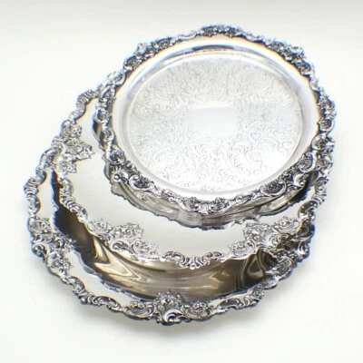 Juego de 3 bandejas de sándwich cargadores barrocos Wallace plateadas Foto 1 de 4