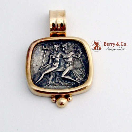 HERMÈS Ciondolo Medaglione Hermes Ares Su Personalizzato Oro 14K Argento Sterling