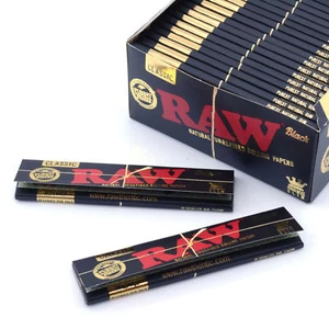 RAW Black Rolling Papers Natural Unrefined Skins 110mm King Size Slim Classic - Bild 1 von 8