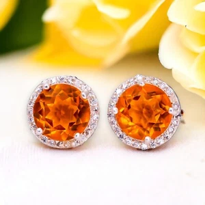 Natural Citrine Gemstone Jewelry 925 Sterling Silver Stud Earrings For Women - Picture 1 of 5