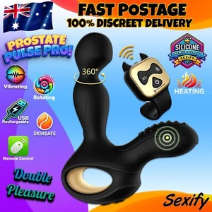 360° Rotating Vibrating Anal Vibrator Butt Plug Prostate Massager Remote Sex Toy - Picture 1 of 13