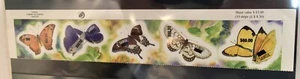 Samoa Sc. 1355 MNH Butterflies SURCHARGED, margins WORLD'S HIGHEST FV STNT STRIP - Picture 1 of 2