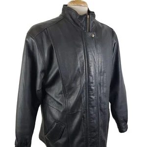 Preswick & Moore Black Genuine Leather Jacket Coat Medium Zip Up, Soft Pebble - Picture 1 of 12
