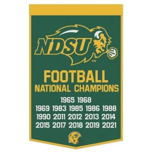 North Dakota State Bison NCAA 24" x 38" Embroidered Wool National Champs Banner - Picture 1 of 1