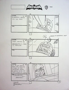 Lápiz de guión gráfico dibujado a mano de Batman: The Brave and the Bold JEFF JOHNSON FIRMADO - Imagen 1 de 2