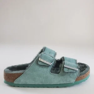 Sandali in pelliccia Birkenstock Arizona Shearling verde acqua 37 240 L6 M4 donna 6 uomini 4 - Foto 1 di 13