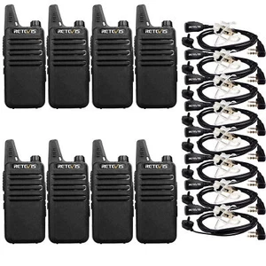 4XRetevis RT622 PMR446 Walkie Talkie+2Pin PTT Mikrofon Schallschlauch HeadsetX8 - Bild 1 von 11