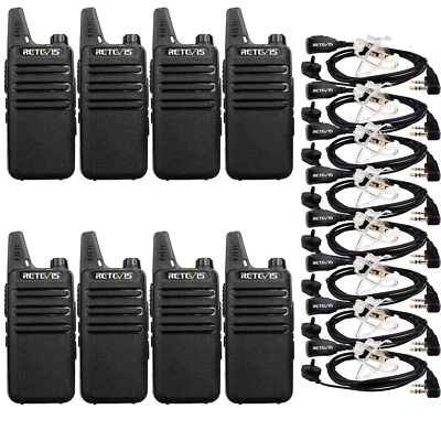 4XRetevis RT622 PMR446 Walkie Talkie+2Pin PTT Mikrofon Schallschlauch HeadsetX8 - Bild 1 von 4