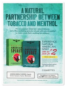Publicidad de revista impresa a página completa Natural American Spirit Mentol Cigarettes 2011 - Imagen 1 de 4