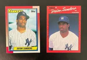 1990 Topps and Donruss DEION SANDERS - New York Yankees - #11 #227 - Picture 1 of 2