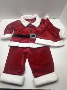 Cherokee Infant Baby Boys Santa Christmas 3 Piece Red Velvet Set Size 6 Months - Picture 1 of 6