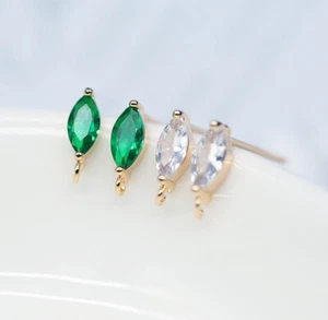 6pcs Zircon Horse Eye Stud Earring,Oval Crystal Earring,Horse Eye Earring Post - Picture 1 of 3