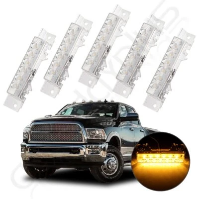 5 CAB MARKER ROOF RUNNING LIGHT For VOLVO VN/VNL 2003-UP TRUCK WHITE AMBER 6 LED - Image 1 of 4