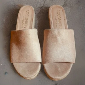 Coconuts By Matisse Sandy Light Pink Faux Suede Platform Espadrille Slides Sz 7M - Picture 1 of 7