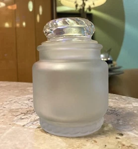 Vintage Frosted 4” Glass Jar with Plastic Lid - Mid-century Apothecary - Picture 1 of 7