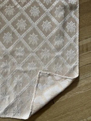 Waterford Throw Blanket tone-on-tone Peach Weave Floral Squares Checks 55x80” - Image 1 of 4