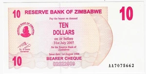 Zimbabwe 10 Dollar 2006 P-39 UNC - Picture 1 of 2
