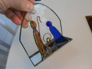 Krippe Buntglas Spiegel Basis Figur 5" x 5" x 1 3/4" Sehr guter + Zustand - Bild 1 von 7