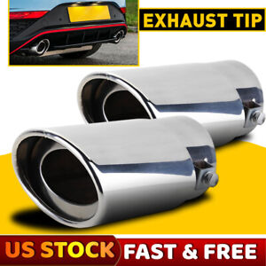 Chrome Stainless Steel Exhaust Pipe Tail Muffler Tip 2Pc For Nissan Altima Rogue