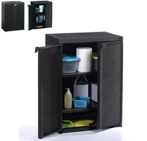 MOBILE ARMADIO BASSO RESINA ESTERNO GARAGE TERRAZZO STILE RATTAN 5 2025 - Foto 1 di 6