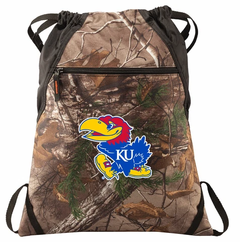 Kansas Jayhawks Camo Cinch Pack KU REALTREE University of Kansas Drawstring Bag Cover