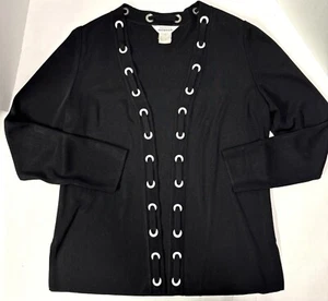 Chaqueta cárdigan MISOOK para mujer negra clásica tejida manga larga frente abierto S (h15) - Imagen 1 de 4