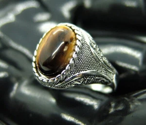 Anillos de moda acero inoxidable 8 mm piedra ojo de tigre ojo de ónix hombre/mujer talla 6-13 #11 - Imagen 1 de 8