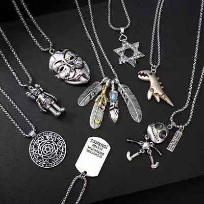 Hip Hop Fashion Titanium Steel Alien Elk Necklace Charms Pendant Punk Jewelry • 2.37€