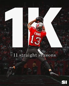 Mike Evans 1000 Receiving Yards 11 Seasons Tampa Bay Buccaneers 8x10 NFL Photo - Picture 1 of 1