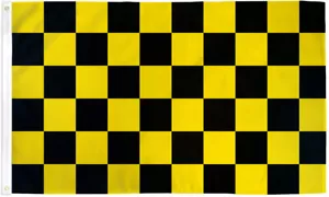 Schwarz & Gelb karierte Flagge 3x5 Rennflagge weiß & gelb Nascar Finish Line - Bild 1 von 2