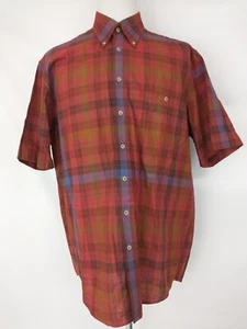 Haupt Knopf Up Shirt Herren Größe L 42 16,5 rot kariert lässig deutsch - Bild 1 von 4