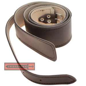 Medieval Templar Knight Renaissance Brown Leather Buckled Belt Extended End Tip - Picture 1 of 4