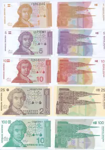Kroatien / Croatia 1, 5, 10, 25 und 100 Dinar 1991 unc - Bild 1 von 1