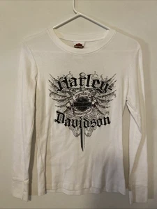 Harley Davidson Langarmpullover weiß Baumwolle - Gr. M (sm) Omaha #2 - Bild 1 von 4