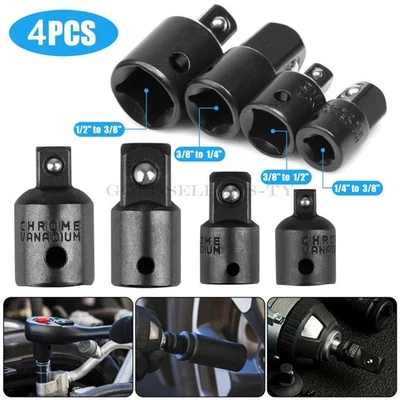4PCS 3/8" To 1/4" 1/2 Inch Drive Air Impact Ratchet Socket Adapter Reducer Set - Image 1 of 4