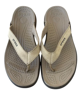 Sandalia Crocs Tanga Chanclas Mujer Tostado Talla 6 Foto 1 de 4