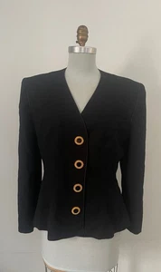 VINTAGE LILLI ANN black jacket~M~10~12~DEAD STOCK~NWOT~NICE - Picture 1 of 2