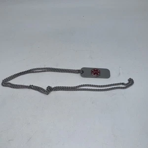 Stainless Steel Medical Alert "Heart Patient" Necklace Pendant Charm w 12" Chain - Picture 1 of 4