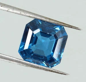 Piedra preciosa suelta corte Asscher turmalina azul brasileña natural de 3,85 quilates 8x8 mm - Imagen 1 de 6