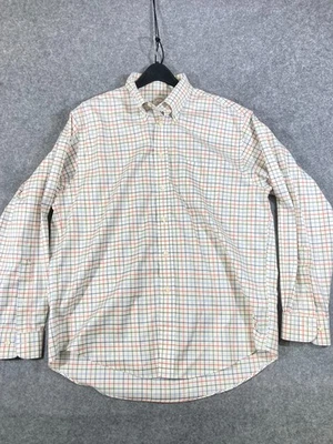 Camisa Brooks Brothers con botones para hombre grande marfil a cuadros sin hierro elástica Foto 1 de 4