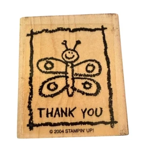 Stampin’ Up Gummistempel Vintage 2004 Danke Schmetterling - Bild 1 von 2