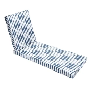 Sorra Home Blue and White Ikat Stripe Indoor/Outdoor Corded Chaise Lounge - Picture 1 of 5
