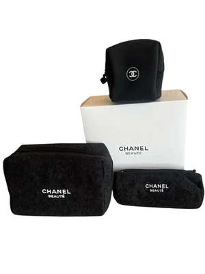 Nuevo Chanel Beaute GWP Juego de 3 Piezas Terry Blanco y Negro y Neopreno.Juego de Viaje 2025 Foto 1 de 3