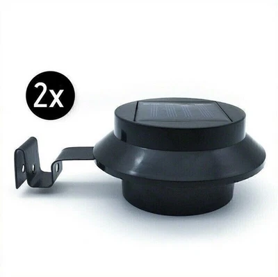 2PCS Solar 3 LED Wall Gutter Light Outdoor Garden Yard Pathway Fence Lamps - Image 1 of 4