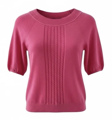 Suéter BeBe Rosa Manga Codo Mini Tejido con Cable Talla Pequeña Foto 1 de 4