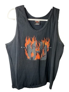 Vintage Harley Davidson Motorcycles Tank Top Gr. L schwarz 90s Y2K Flames USA - Bild 1 von 6