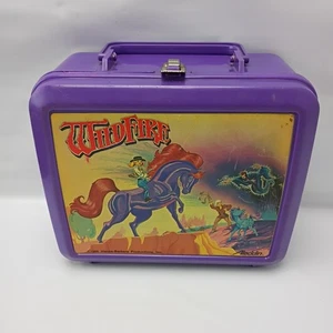 1986 Aladdin Hanna Barbera Wildfire Lunchbox Purple Plastic Vintage 80s - Picture 1 of 7