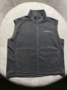Columbia Sportswear Fleece Vest Mens 2XL Gray Full Zip Pockets Outdoor Mock Neck - Picture 1 of 7